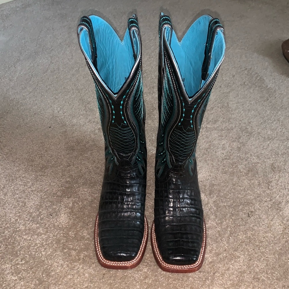 Ariat Vaquera Caiman Crocodile Belly Square Toe Boots